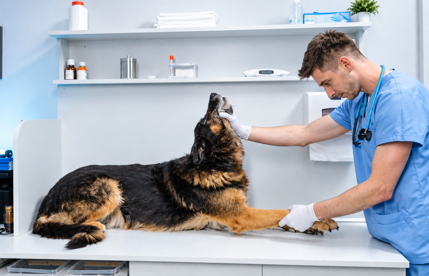 Hunter Pet Care — veterinarian examining a dog at the clinic
