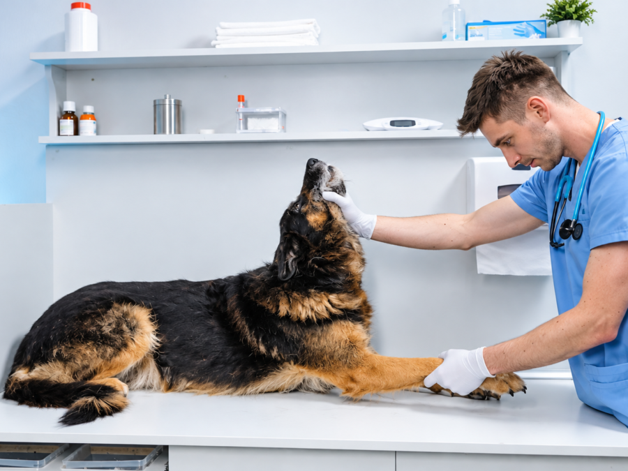 Hunter Pet Care — veterinarian examining a dog at the clinic