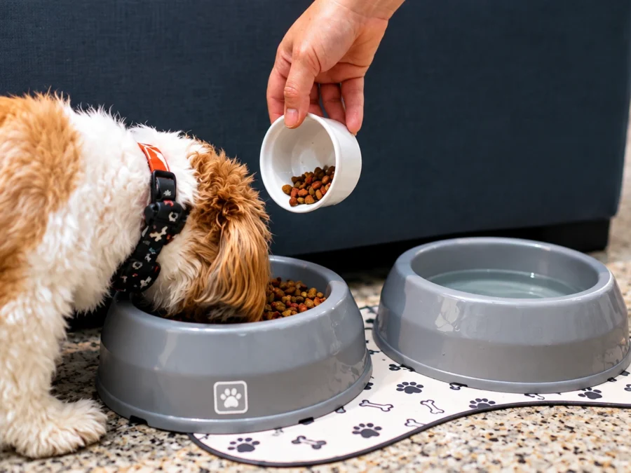 Iams ProActive Health dry dog food kibble and bowl