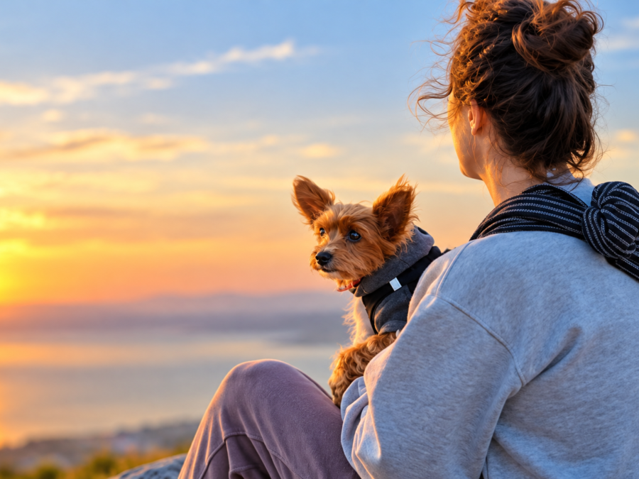 Australian Silky Terrier rescue dog with blue and tan silky coat