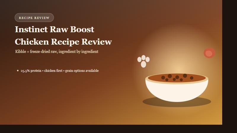 Instinct Raw Boost Chicken Recipe review — kibble with freeze-dried raw pieces
